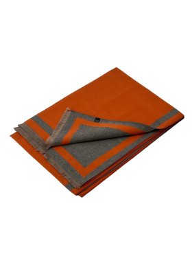 Reversible Oversized Border Cashmere Shawl: Orange 7904