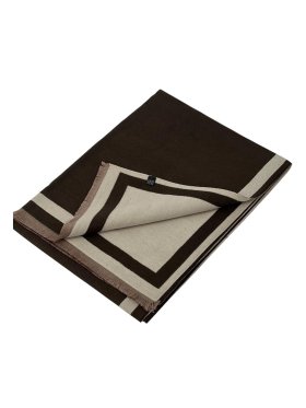 Reversible Oversized Border Cashmere Shawl: Brown 7907