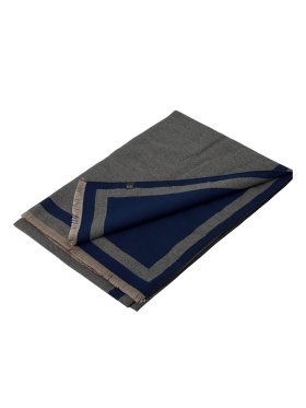 Reversible Oversized Border Cashmere Shawl: Heather Grey 7908