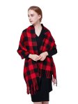 (image for) Cashmere Feel Buffalo check Shawl Red/Black