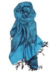 Paisley Jacquard Shawl Cyan Blue