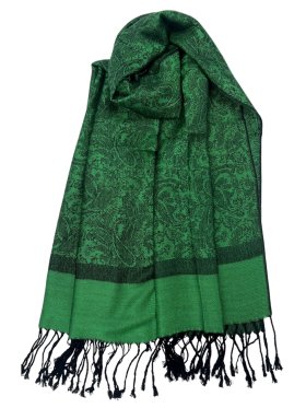 Paisley Jacquard Shawl Green/Black