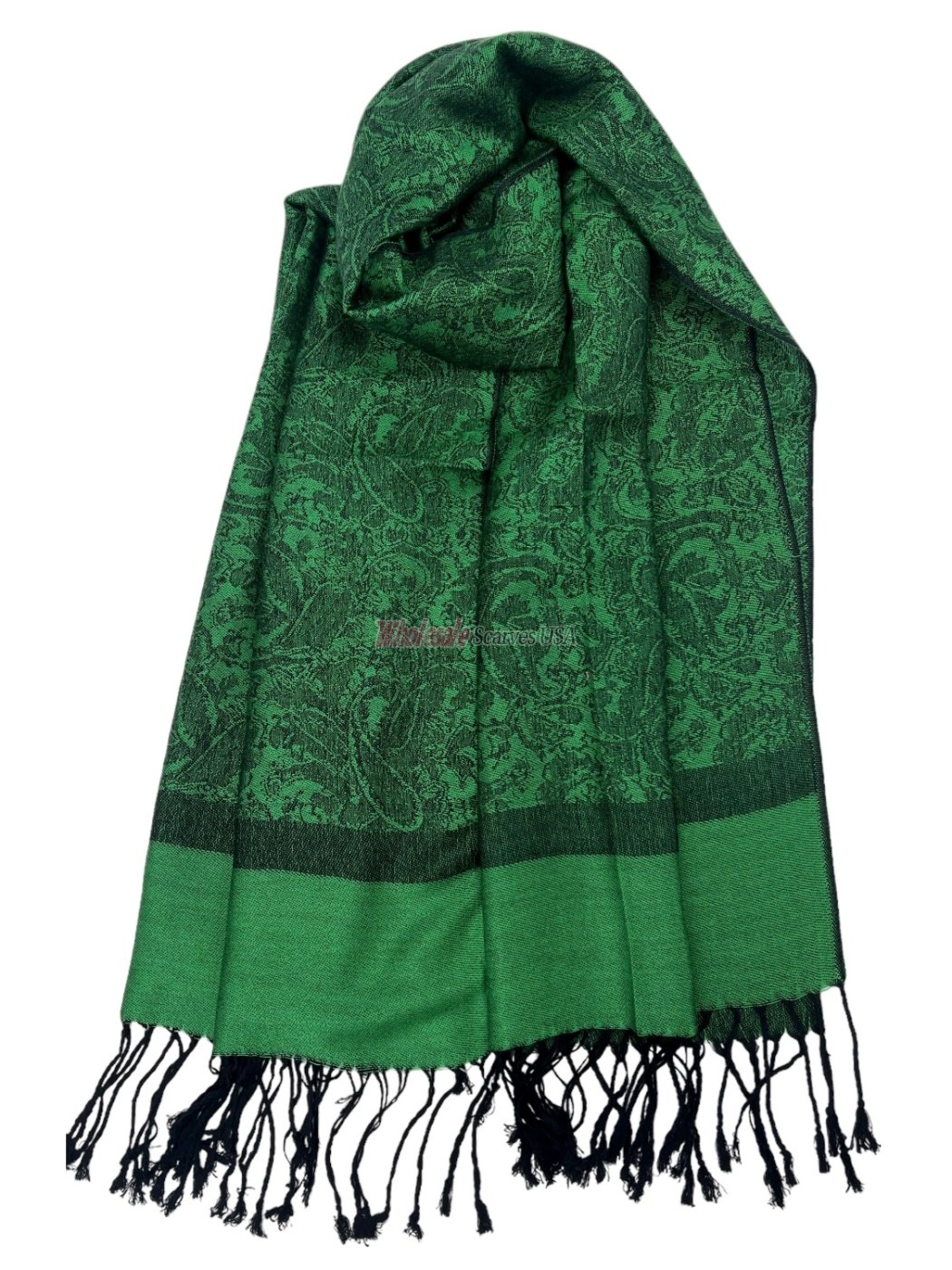 (image for) Paisley Jacquard Shawl Green/Black