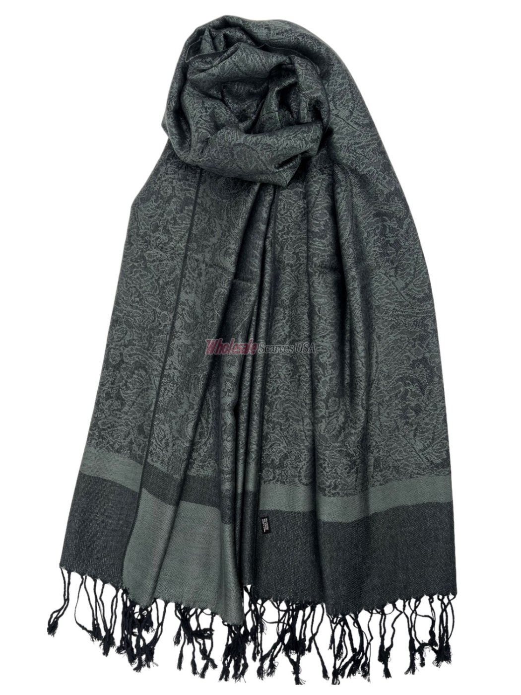 (image for) Paisley Jacquard Shawl Black /Dark Grey