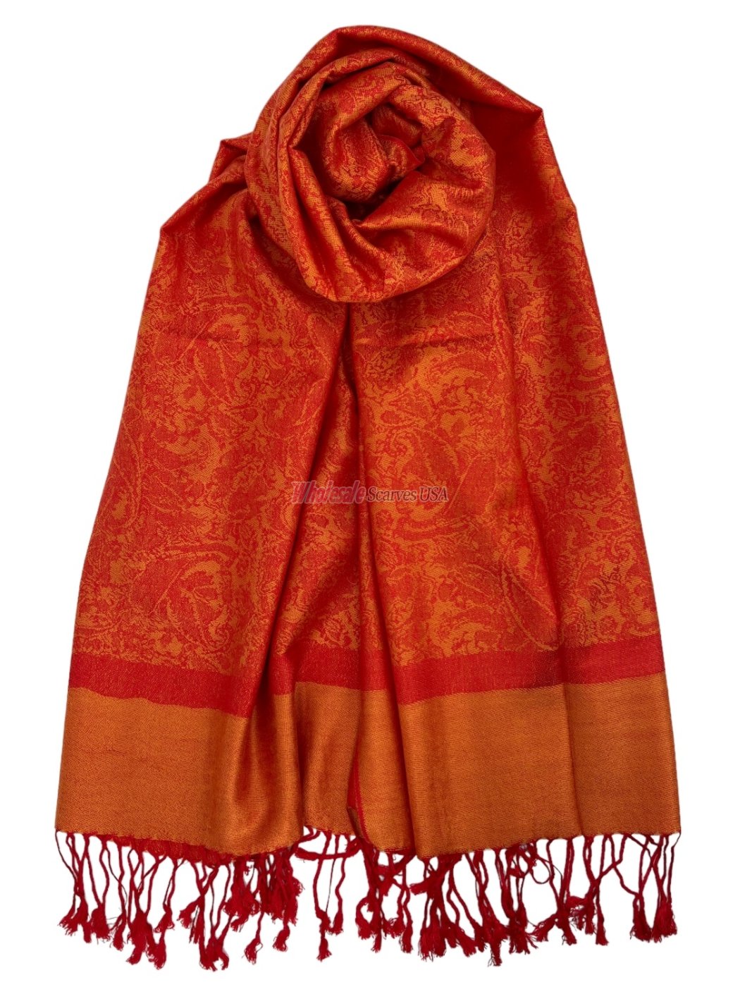 (image for) Paisley Jacquard Shawl Orange - Click Image to Close