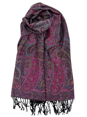 Tapestry Style Paisley Pashmina Wine/Black Multi