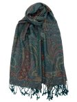 (image for) Tapestry Style Paisley Pashmina Turquoise/Wine Multi