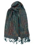 Tapestry Style Paisley Pashmina Turquoise/Wine Multi