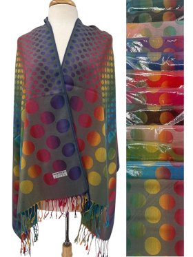 Polka Dot Rainbow tone Pashmina (12Colors, 1Doz)