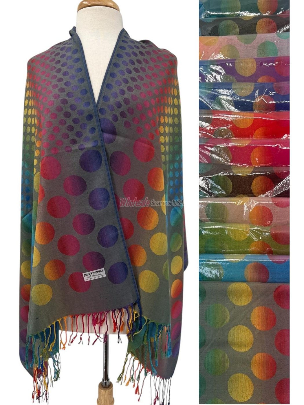 (image for) Polka Dot Rainbow tone Pashmina (12Colors, 1Doz)