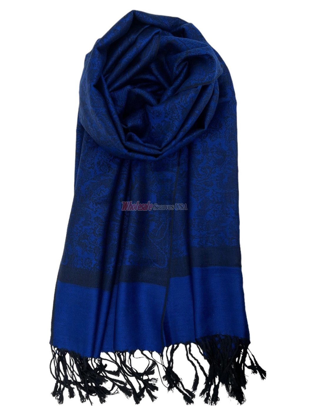 (image for) Paisley Jacquard Shawl Royal Blue