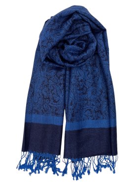 Paisley Jacquard Shawl Deep Blue/Black