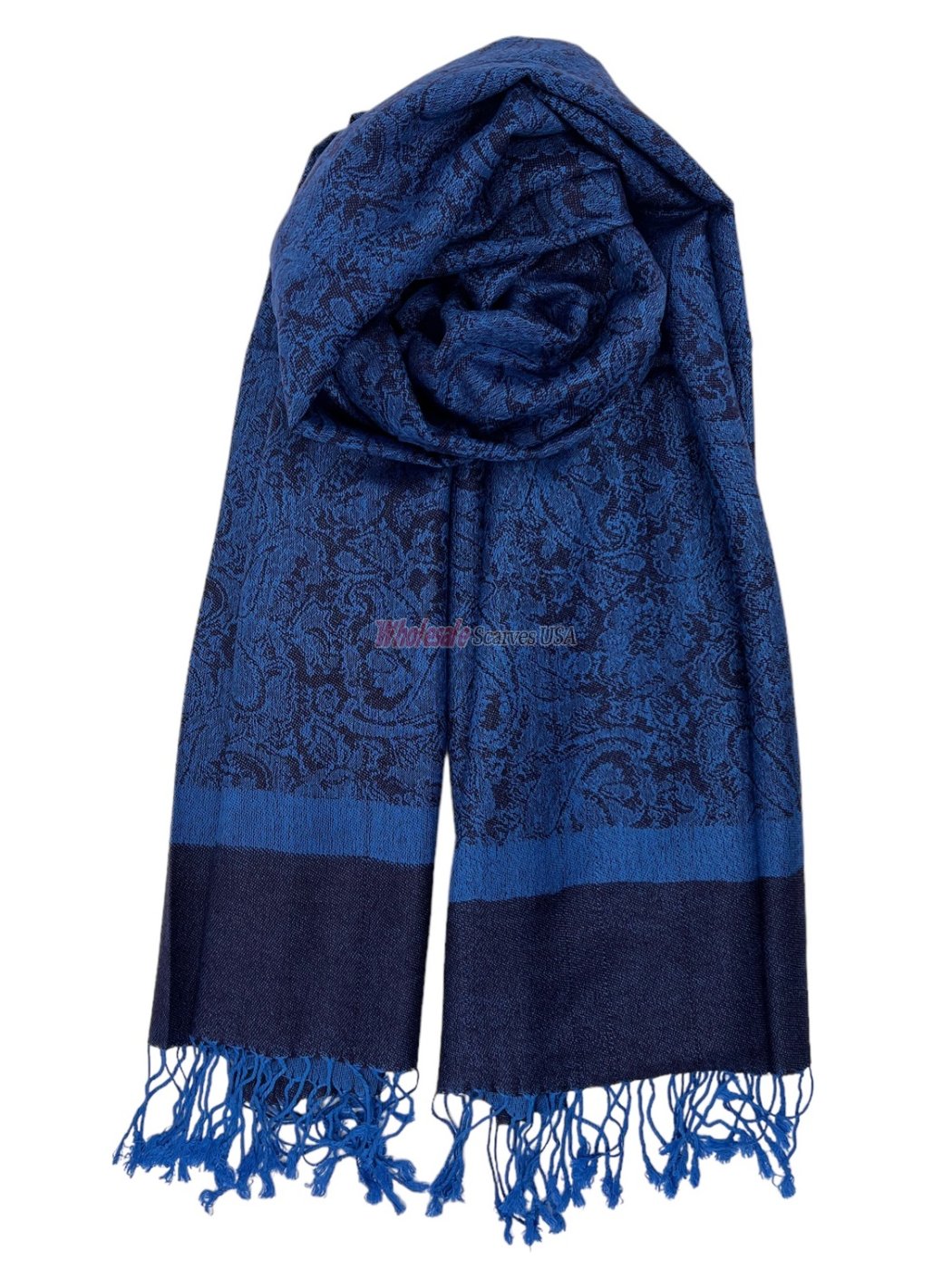 (image for) Paisley Jacquard Shawl Deep Blue/Black