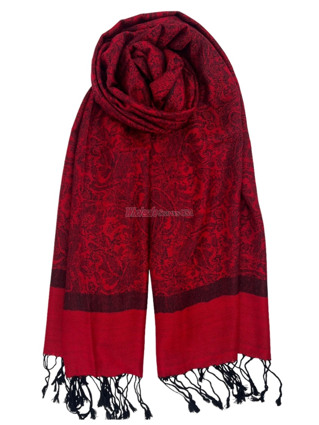 (image for) Paisley Jacquard Shawl Black/ Red