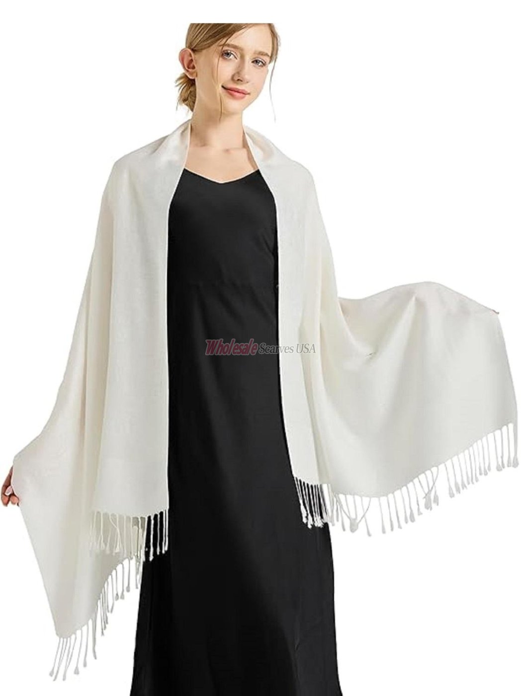 (image for) Super Solid Pashmina Ivory - Click Image to Close