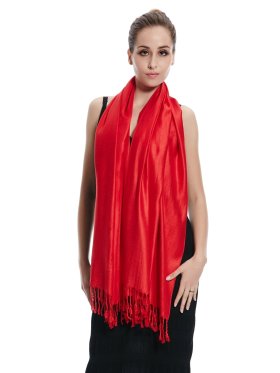 Super Solid Pashmina Red