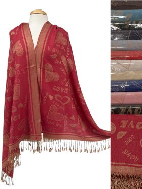 Love Heart Pattern Pashmina AH03001 (12 Colors, 1Dz)