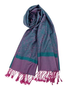 Paisley Jacquard Shawl Teal/Pink