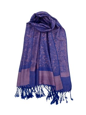 Paisley Jacquard Shawl Pink/ Dark Blue