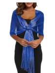 Sparkling Metallic Shawls and Wraps Royal Blue