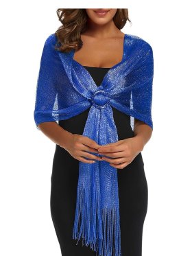Sparkling Metallic Shawls and Wraps Royal Blue