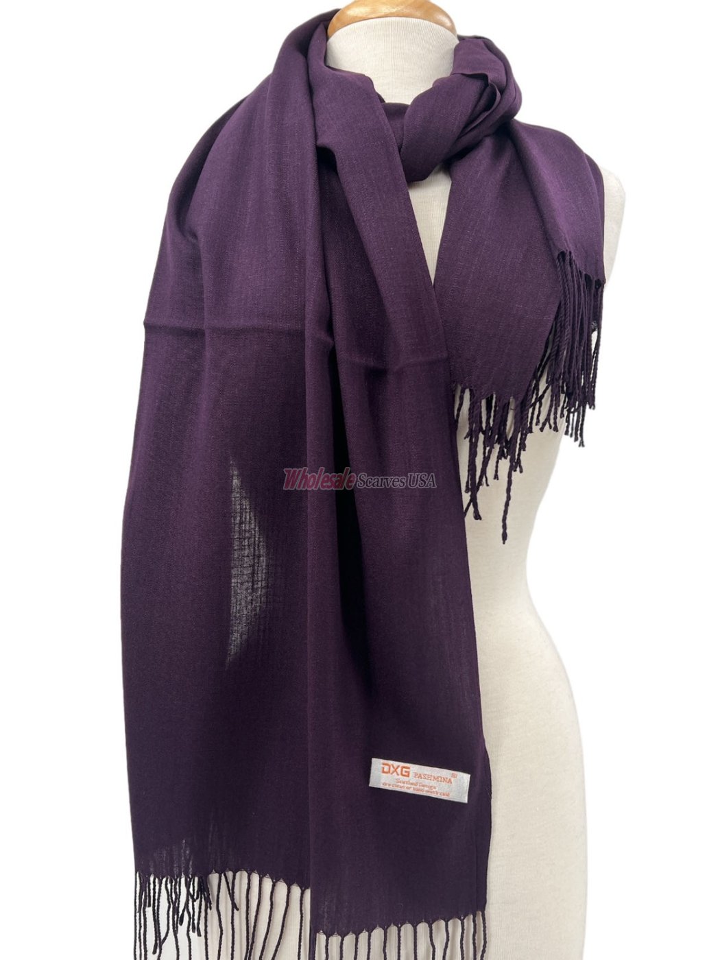 (image for) Silky Light Solid Pashmina Eggplant - Click Image to Close