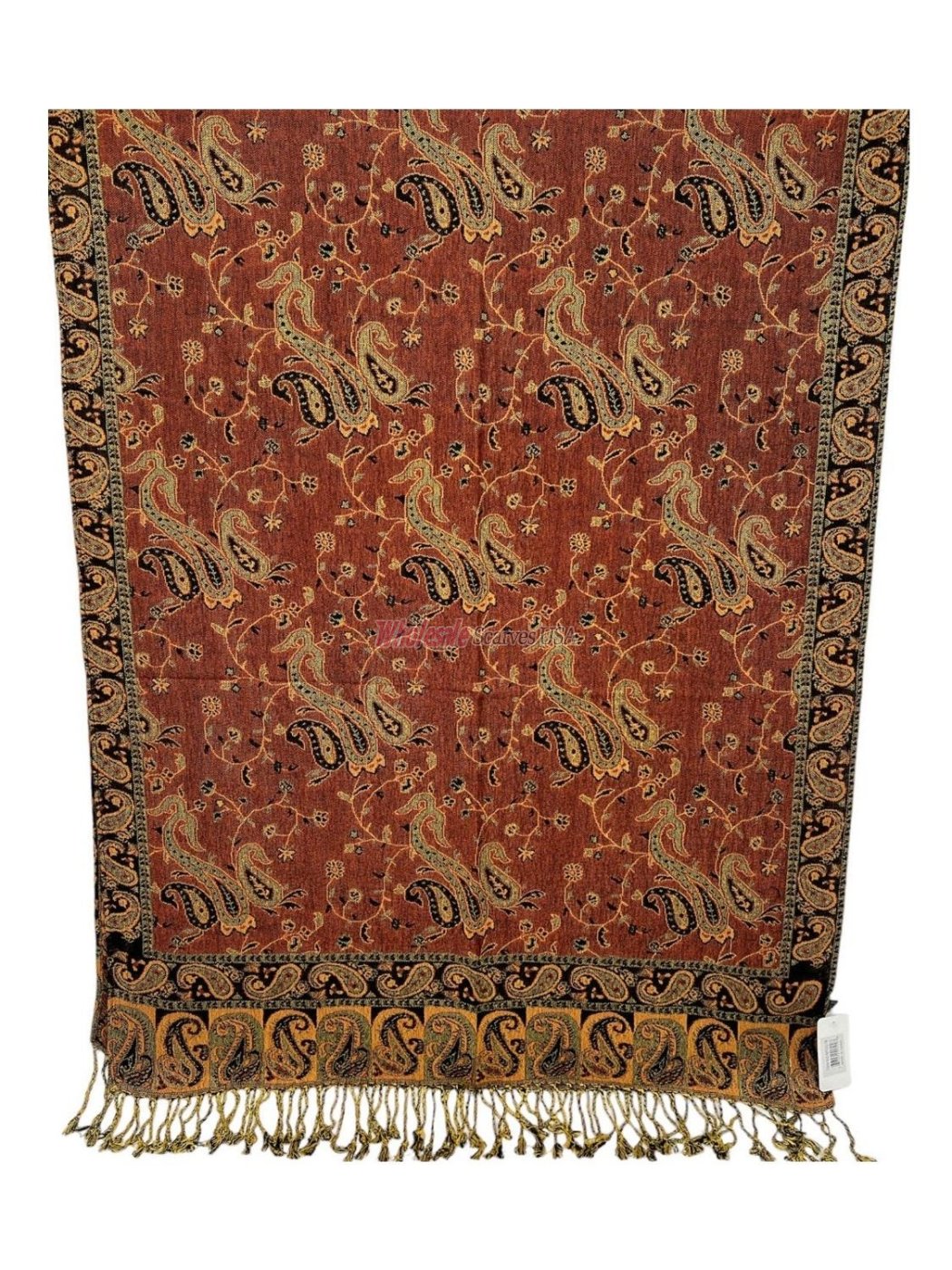 (image for) Small Paisley Scarf Rust Brown - Click Image to Close