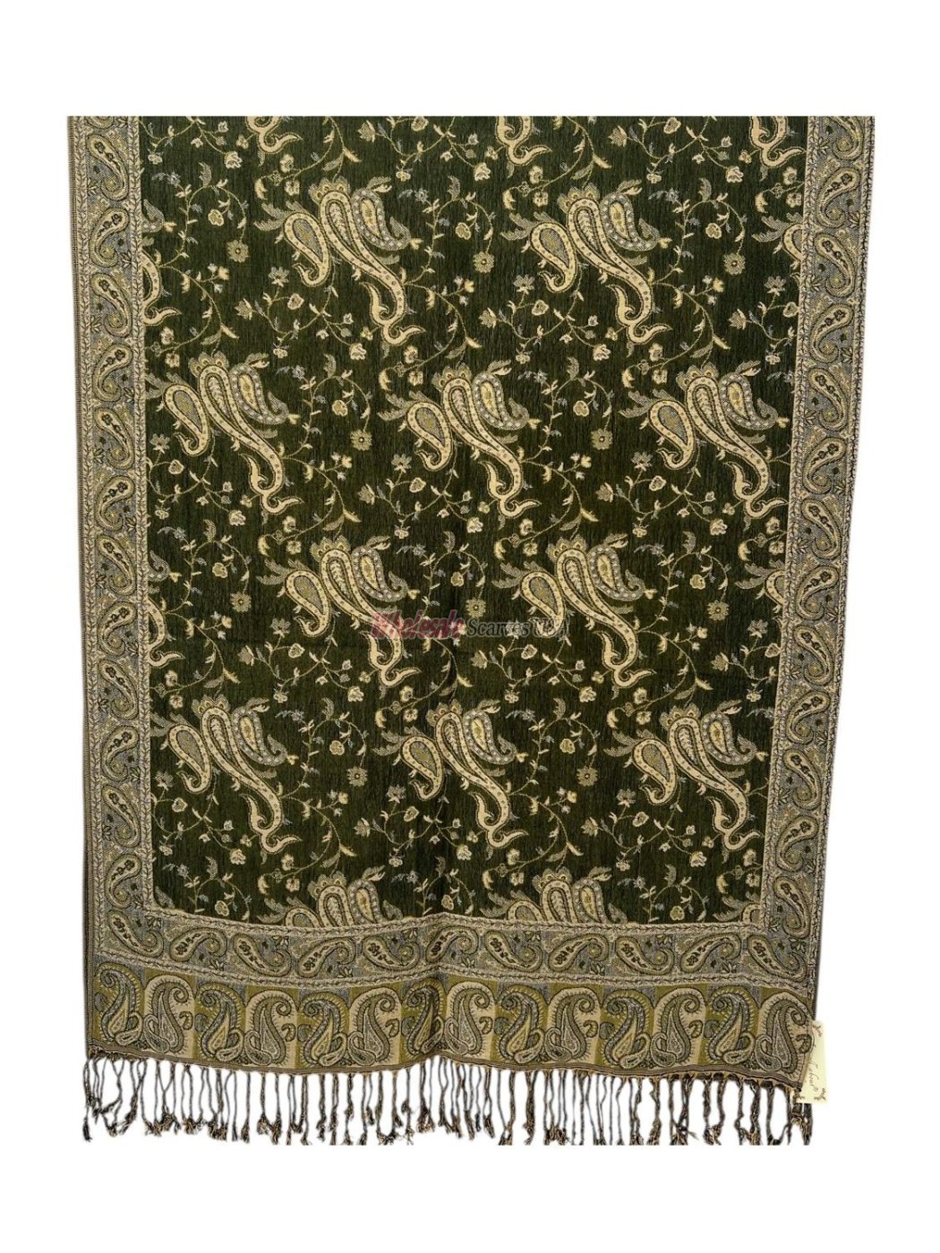 (image for) Small Paisley Scarf Army Green - Click Image to Close