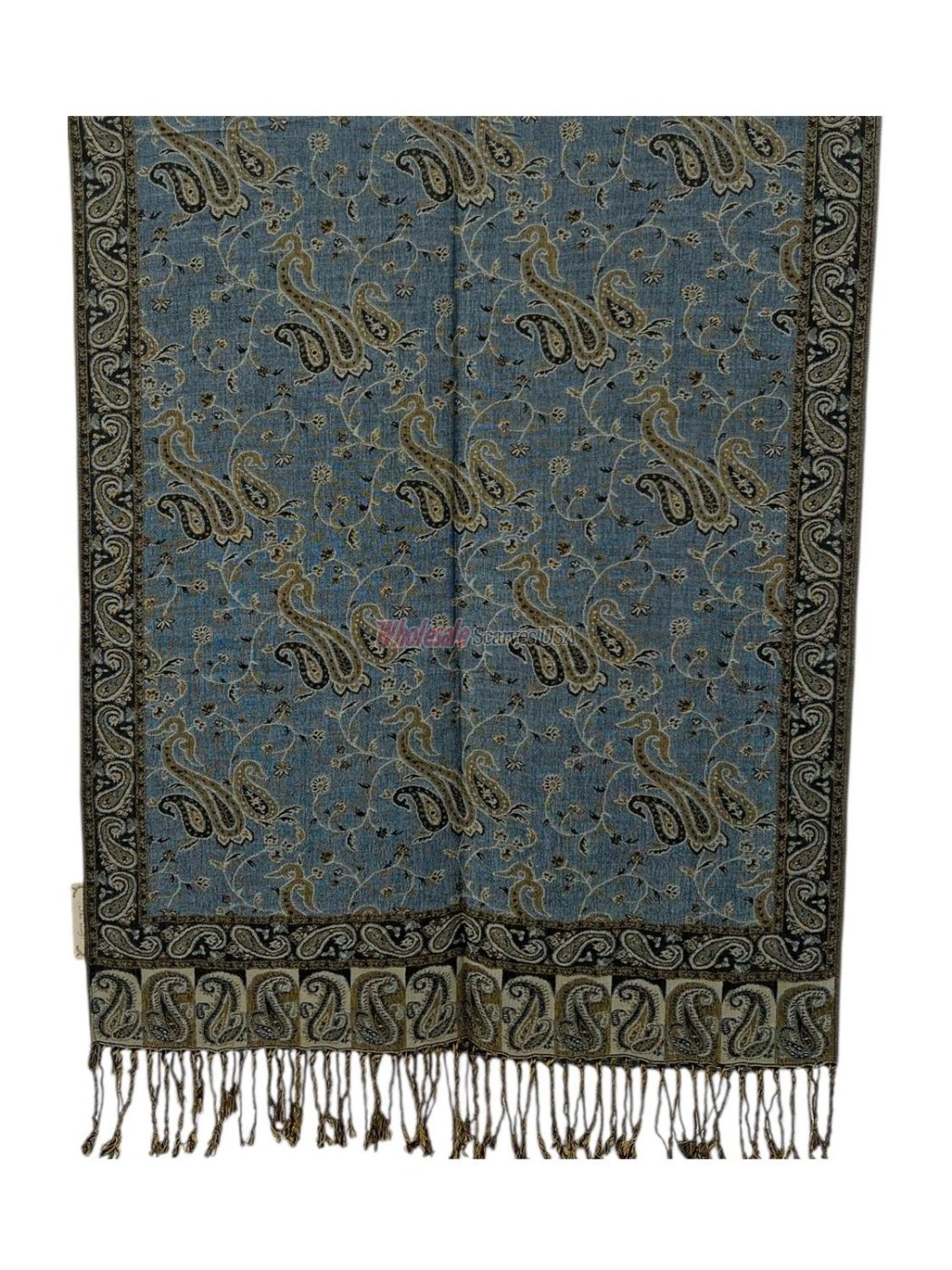 (image for) Small Paisley Scarf Steel Blue