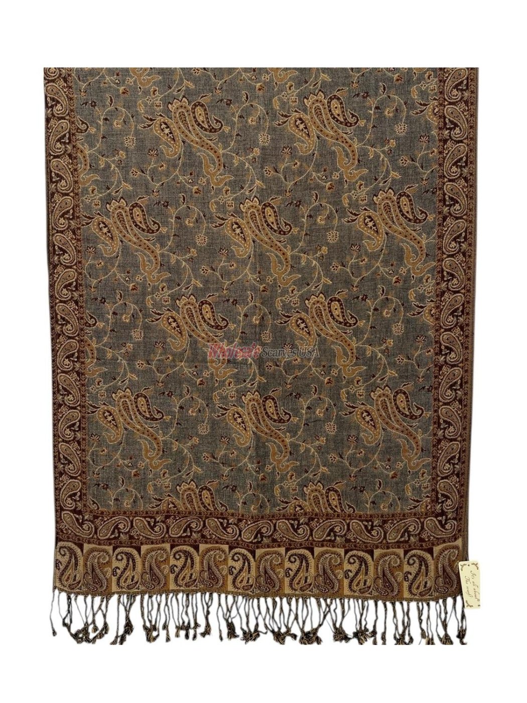 (image for) Small Paisley Scarf Grey/Brown