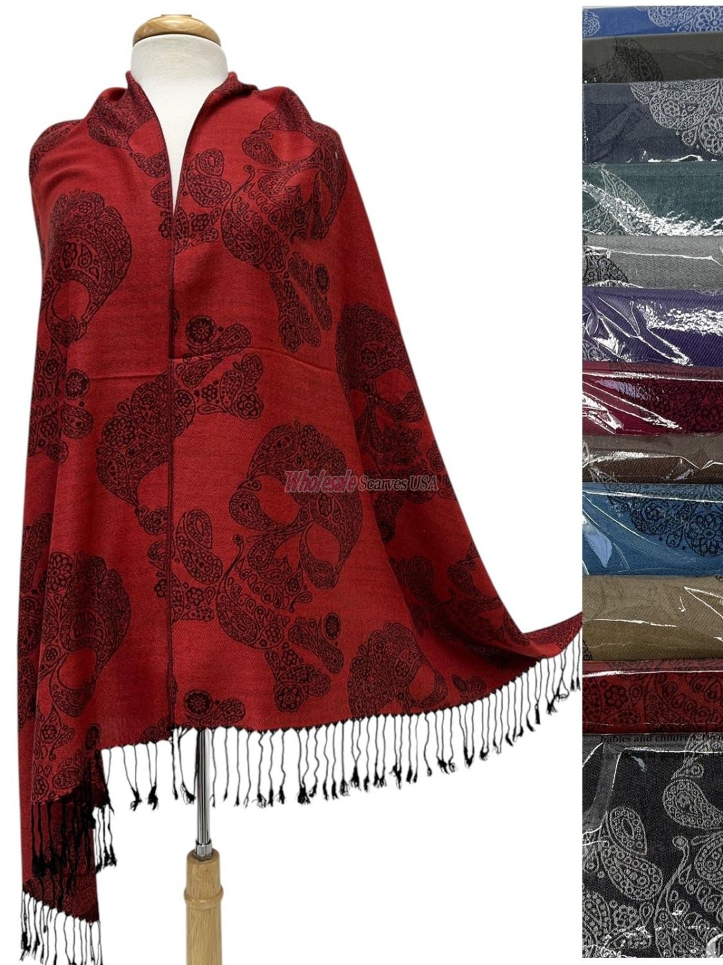 (image for) Skull Paisley Pashmina 1 DZ, Asst. Color
