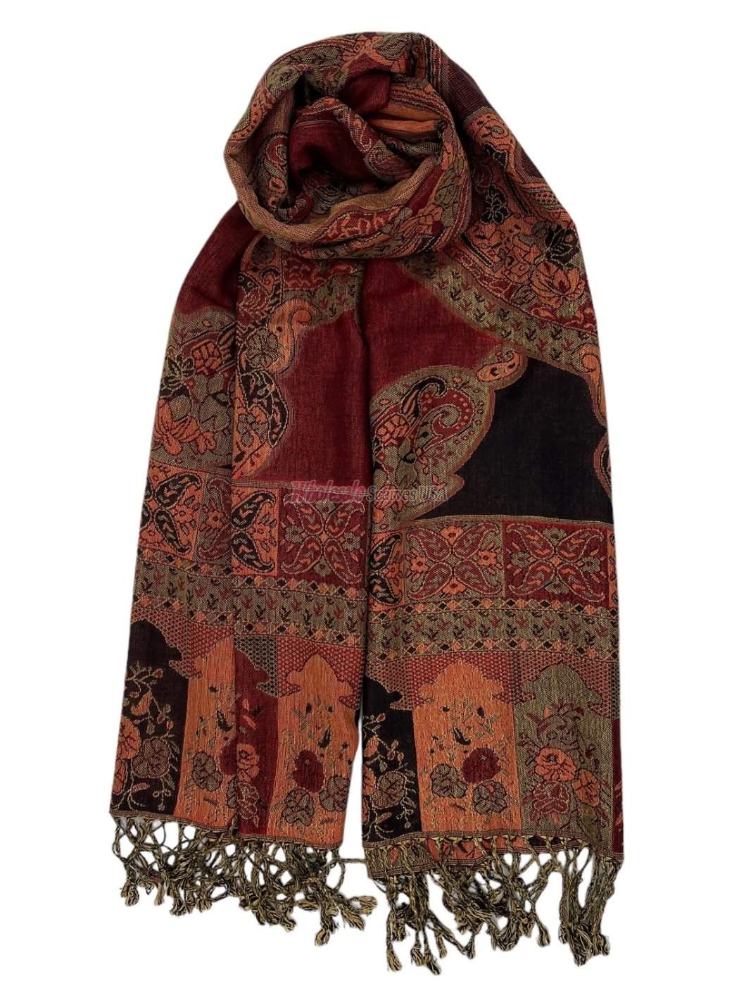 (image for) Paisley Flower Shawl Burgundy