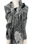 (image for) Paisley Flower Shawl Black