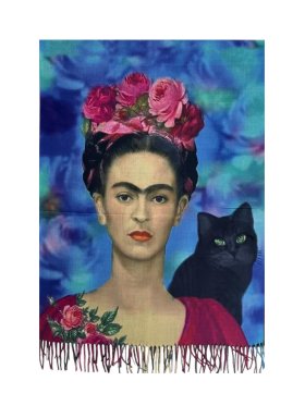 Frida Kahlo with the Cat print Shawl