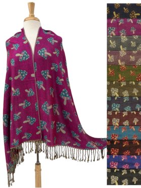 Cute Mushroom Pattern Pashmina 1 DZ, Asst. Color