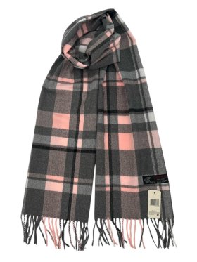 Cashmere Feel Plaid Scarf 12-pack Grey/Pink/White