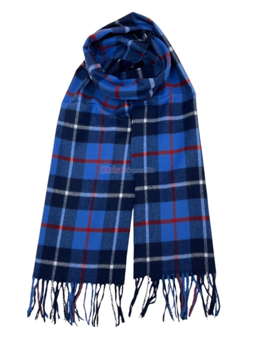 (image for) Cashmere Feel Plaid Scarf 12-pack Blue/ Navy/Red SW-74