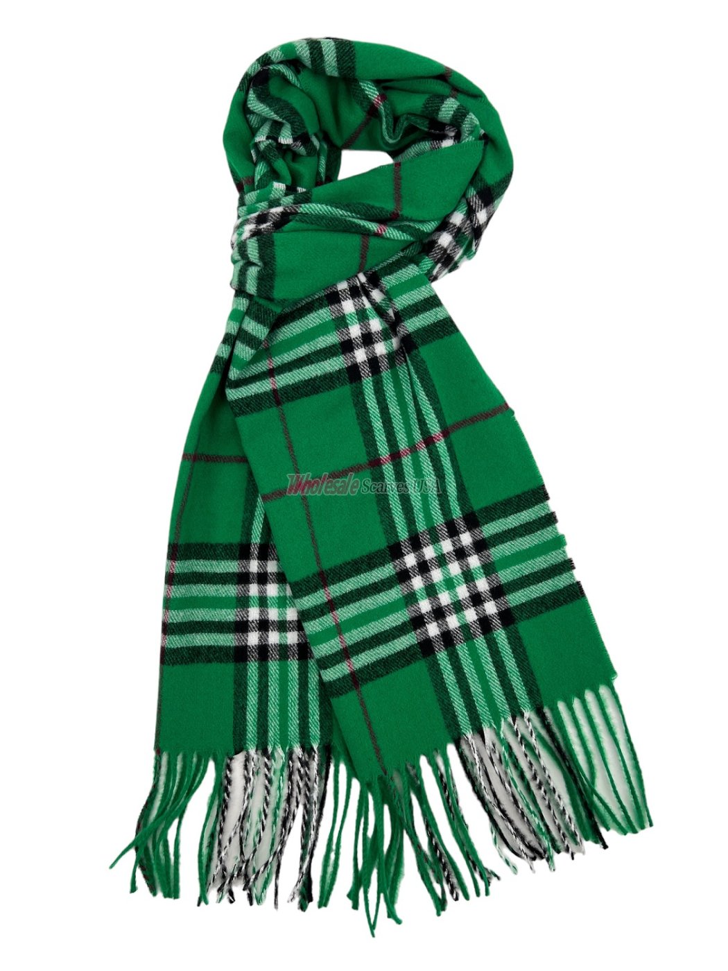 (image for) Cashmere Feel Pattern Scarf Green 12-pack C07-17