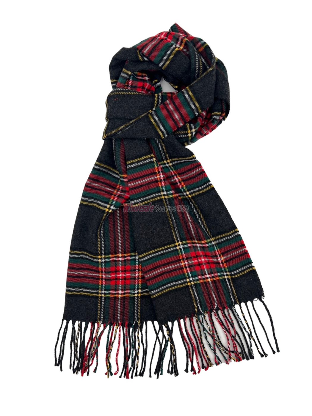 (image for) Cashmere Feel Plaid Scarf Dark Grey/Red 12-pack 131-1