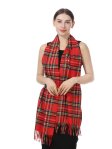 (image for) Red Tartan Cashmere Feel Scarf 12-pack C17-9