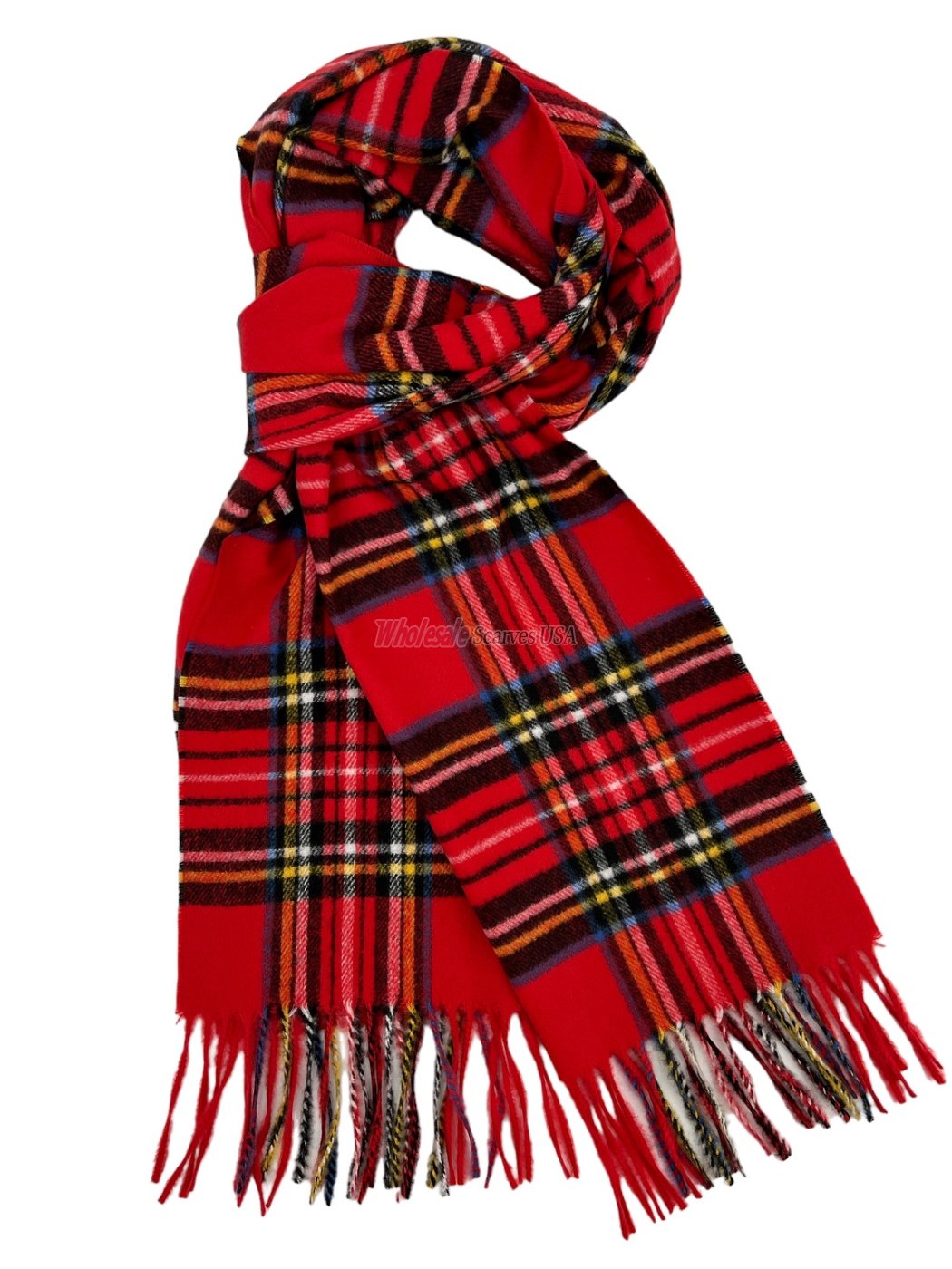 (image for) Red Tartan Cashmere Feel Scarf 12-pack C17-9