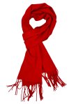 Winter Woven Plain Scarf Red