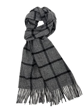 Cashmere Feel Plaid Scarf Black/White 12-pack 51753