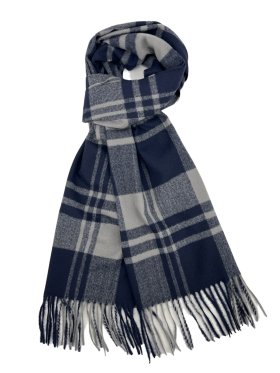 Cashmere Feel Plaid Scarf Navy/Grey 12-pack C98-1