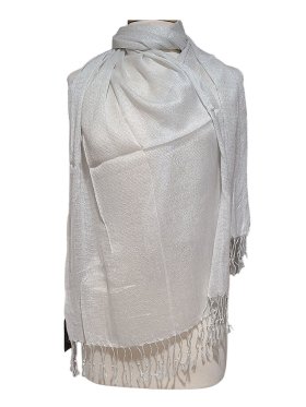 Sheer Metallic Scarf White/Silver