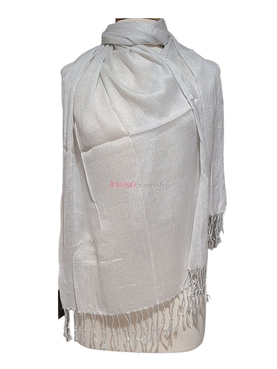 (image for) Sheer Metallic Scarf White/Silver