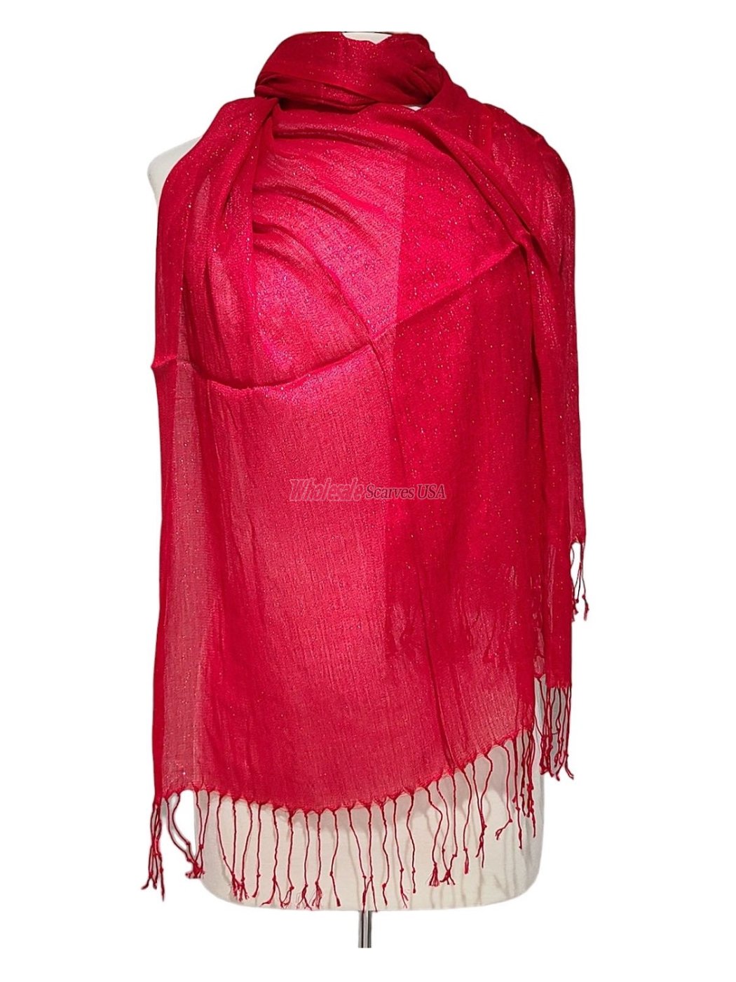 (image for) Sheer Metallic Scarf Red