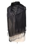 Sheer Metallic Scarf Black