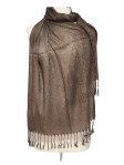 Sheer Metallic Scarf Brown