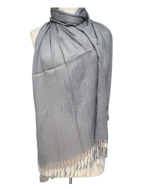 Sheer Metallic Scarf Grey